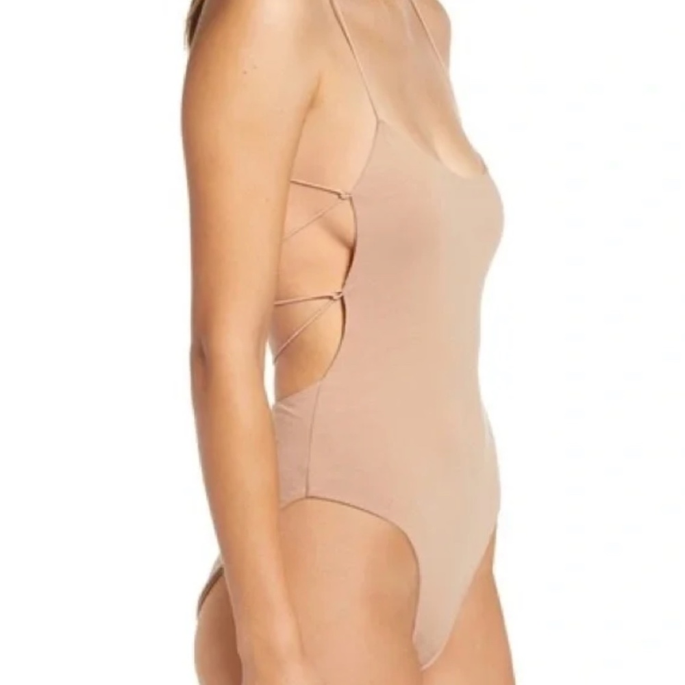 Tiger Mist Bentley Strappy Bodysuit in Tan, Size Medium